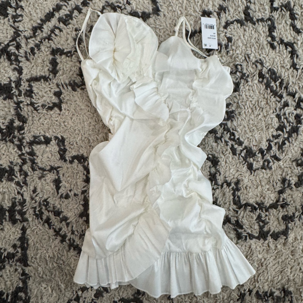 Elegant White Ruffled Mini Dress